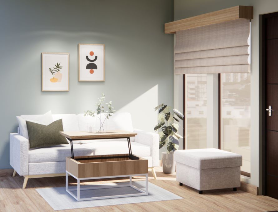 interior design illustration with 3D models created with SketchUp